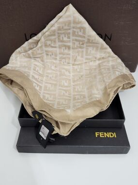 Fendi Beige Cream FF Monogram Scarf